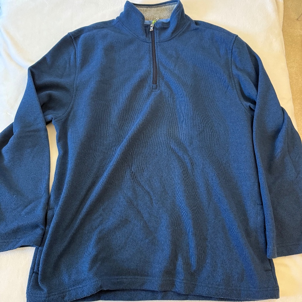 Izod, pullover Sweatshirt, blue and Grey with zipper